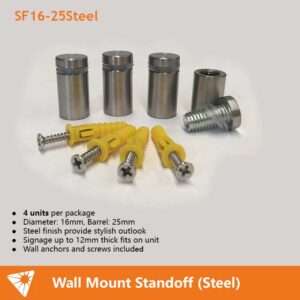 16-25mm Steel Standoffs/Sign Mount/Sign support/Screw