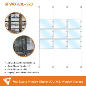 Real Estate Window Display 3x3 A3L, Acrylic Cable Hanging Display,Window Signage