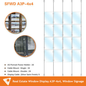 Real Estate Window Display 4x4 A3P, Acrylic Cable Hanging Display,Window Signage