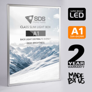 A1 Silver Clip/Snap Frame Slim LED Light Box Menu Board
