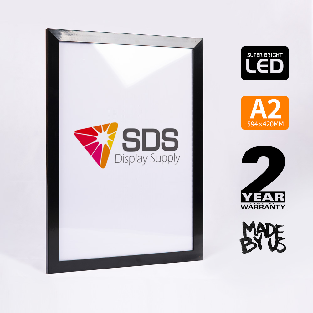 A2 Black 17mm Ultra Slim Aluminium Magnetic LED Light Box/LED Display – SDS