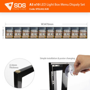 A3 x10 LED Light Box Menu Display (Menu Board/Restaurant Sign/Cafe Sign)