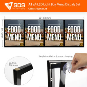 A3 x4 LED Light Box Menu Display (Menu Board/Restaurant Sign/Cafe Sign)