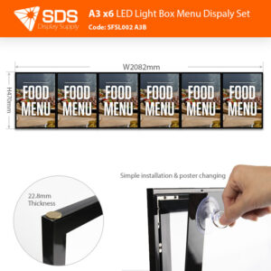 A3 x6 LED Light Box Menu Display (Menu Board/Restaurant Sign/Cafe Sign)