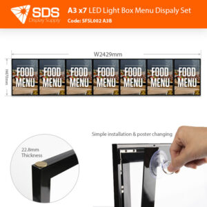 A3 x7 LED Light Box Menu Display (Menu Board/Restaurant Sign/Cafe Sign)