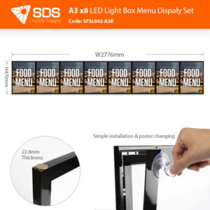 A3 x8 LED Light Box Menu Display (Menu Board/Restaurant Sign/Cafe Sign)